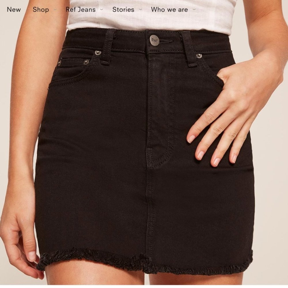 Reformation Black Denim Mini Skirt